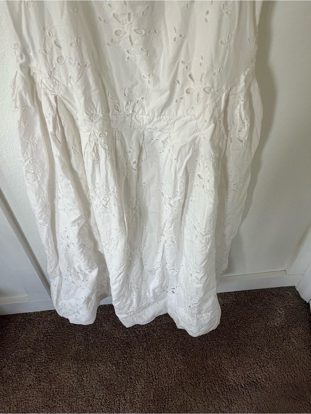 Free People Women's Small White Eyelet Embroidered Midi Sundress. - Picture 3 of 8